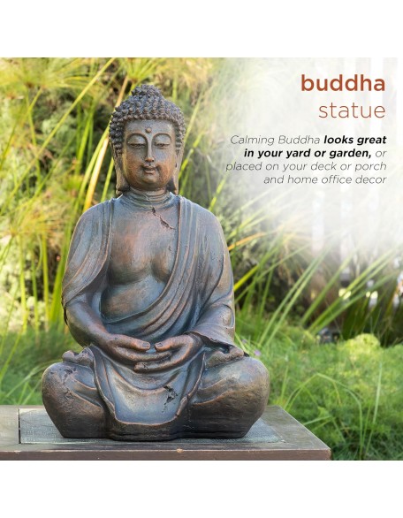 Alpine Corporation 15" Tall Indoor/Outdoor Meditating Buddha Statuary Décor Alpine Corporation 15" Tall Indoor/Outdoor Meditating Buddha Statuary Décor