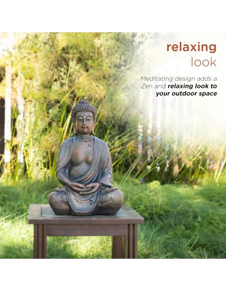 Alpine Corporation 15" Tall Indoor/Outdoor Meditating Buddha Statuary Décor Alpine Corporation 15" Tall Indoor/Outdoor Meditating Buddha Statuary Décor