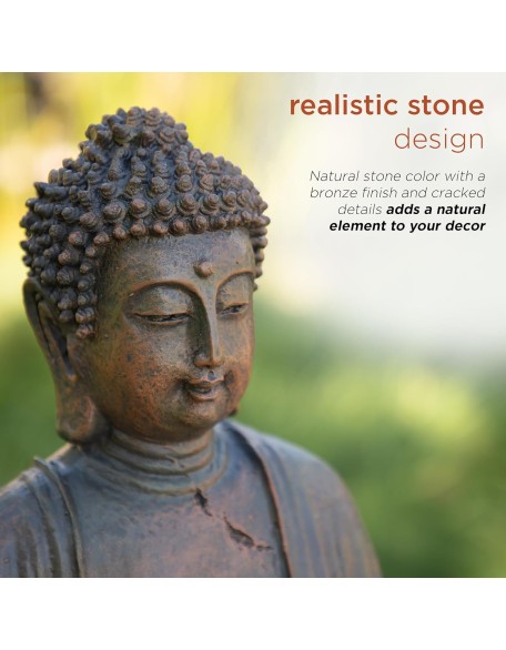 Alpine Corporation 15" Tall Indoor/Outdoor Meditating Buddha Statuary Décor Alpine Corporation 15" Tall Indoor/Outdoor Meditating Buddha Statuary Décor