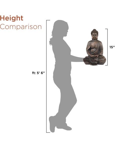 Alpine Corporation 15" Tall Indoor/Outdoor Meditating Buddha Statuary Décor Alpine Corporation 15" Tall Indoor/Outdoor Meditating Buddha Statuary Décor
