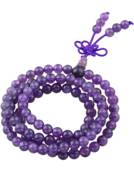 Amethyst 108 Tibetan Buddhist Mala Bracelet Stone Beaded Prayer Bead Amethyst 108 Tibetan Buddhist Mala Bracelet Stone Beaded Prayer Bead