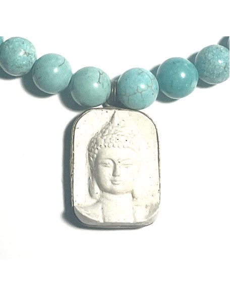 Buddha Pendant, Buddhist Necklace, Buddha Necklace, Magnesite Necklace, Statement Buddhist Necklace, Handmade Nepal Art by AnnaArt72