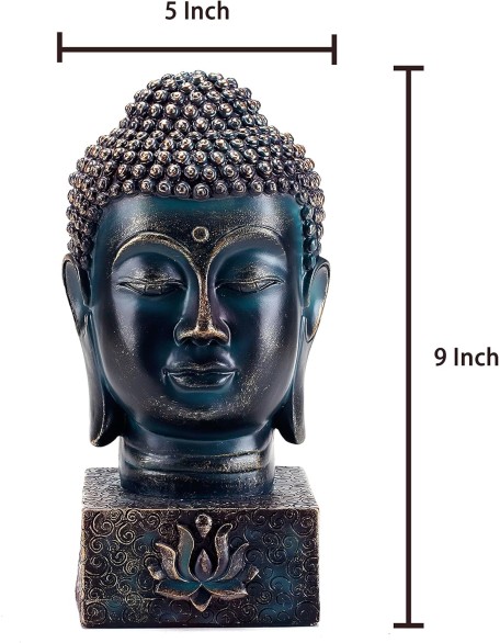 MyGift Rustic Spiritual Zen Buddha Head Figurine, Calming Meditation Statue with Lotus Sculpted Display Base MyGift Rustic Spiritual Zen Buddha Head Figurine, Calming Meditation Statue with Lotus Sculpted Display Base