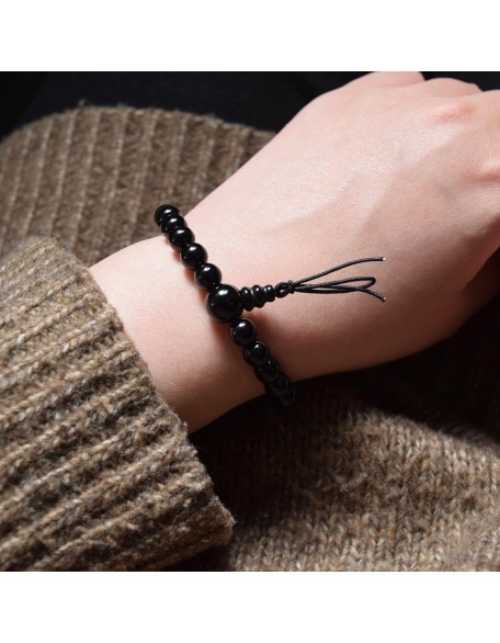 Black Onyx Japanese Juzu Bracelet Rosary Prayer beads Handmade in Kyoto UDA54 Black Onyx Japanese Juzu Bracelet Rosary Prayer beads Handmade in Kyoto UDA54
