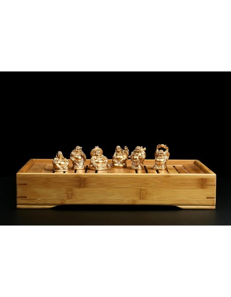 Feng Shui 2'' Golden Resin Laughing Buddha Statue Figurines Set of 6 BS019 Feng Shui 2'' Golden Resin Laughing Buddha Statue Figurines Set of 6 BS019