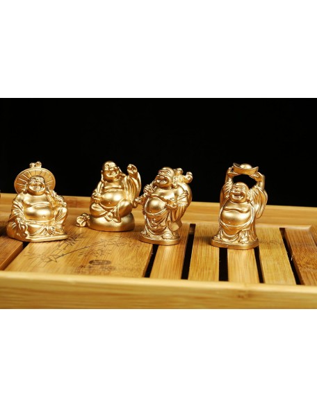 Feng Shui 2'' Golden Resin Laughing Buddha Statue Figurines Set of 6 BS019 Feng Shui 2'' Golden Resin Laughing Buddha Statue Figurines Set of 6 BS019
