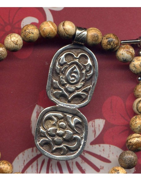Buddha Pendant, Buddhist Necklace, Buddha Necklace, Genuine Jasper and Pearl Necklace, Statement Buddhist Necklace, Tibetan Pendant Necklace, Handmade Nepal Art by AnnaArt72