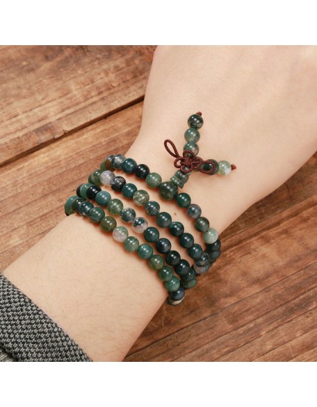 108 Mala Beads Bracelet 6mm 8mm Natural Indian Agate/Green Moss Agate Gemstone Healing Crystal Stone Beaded Bracelet Hand Knotted Prayer Mala Beads Necklace for Yoga Meditation Balance 108 Mala Beads Bracelet 6mm 8mm Natural Indian Agate/Green Moss Agate Gemstone Healing Crystal Stone Beaded Bracelet Hand Knotted Prayer Mala Beads Necklace for Yoga Meditation Balance