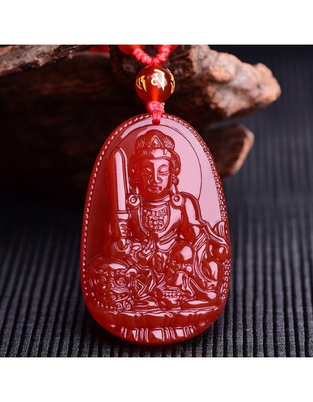 Buddha Pendant Necklace Bodhisattva Amulet Talisman Made of Agate Gemstone red green (red agate Manjushri (Wisdom)) Buddha Pendant Necklace Bodhisattva Amulet Talisman Made of Agate Gemstone red green (red agate Manjushri (Wisdom))