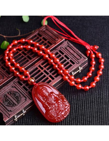 Buddha Pendant Necklace Bodhisattva Amulet Talisman Made of Agate Gemstone red green (red agate Manjushri (Wisdom)) Buddha Pendant Necklace Bodhisattva Amulet Talisman Made of Agate Gemstone red green (red agate Manjushri (Wisdom))