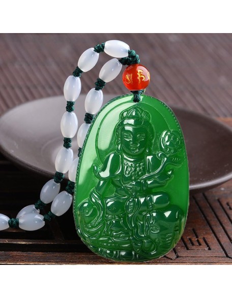 Buddha Pendant Necklace Bodhisattva Amulet Talisman Made of Agate Gemstone red green (green agate Samantabhadra (Worthy)) Buddha Pendant Necklace Bodhisattva Amulet Talisman Made of Agate Gemstone red green (green agate Samantabhadra (Worthy))
