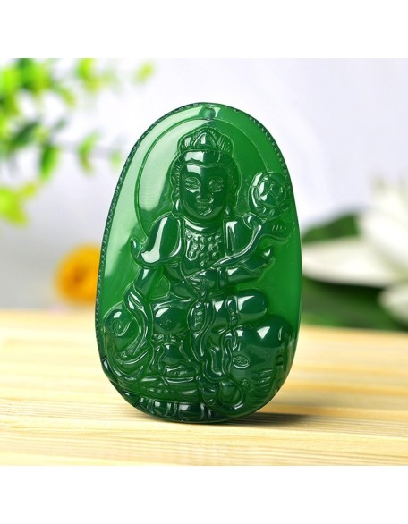 Buddha Pendant Necklace Bodhisattva Amulet Talisman Made of Agate Gemstone red green (green agate Samantabhadra (Worthy)) Buddha Pendant Necklace Bodhisattva Amulet Talisman Made of Agate Gemstone red green (green agate Samantabhadra (Worthy))