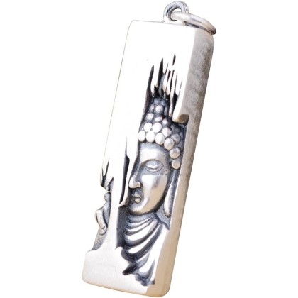 Large 990 Sterling Silver Sakyamuni Buddha Pendant with Lotus Flower Vintage Amulet Protection Jewelry for Men Women