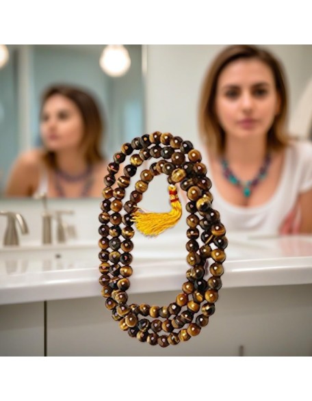 Tiger eye Stone mala/necklace of 8mm 108 +1 Beads for Unisex fashion and prayer Tiger eye Stone mala/necklace of 8mm 108 +1 Beads for Unisex fashion and prayer