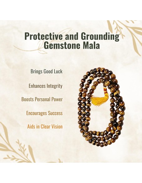 Tiger eye Stone mala/necklace of 8mm 108 +1 Beads for Unisex fashion and prayer Tiger eye Stone mala/necklace of 8mm 108 +1 Beads for Unisex fashion and prayer