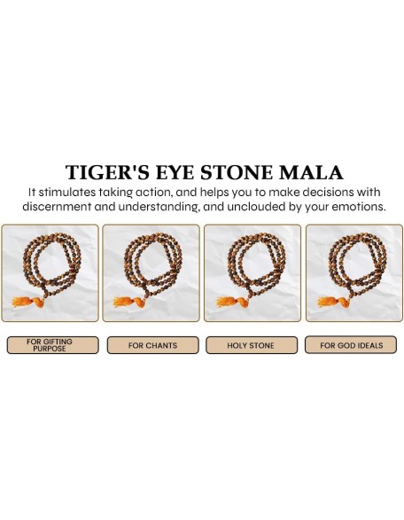 Tiger eye Stone mala/necklace of 8mm 108 +1 Beads for Unisex fashion and prayer Tiger eye Stone mala/necklace of 8mm 108 +1 Beads for Unisex fashion and prayer