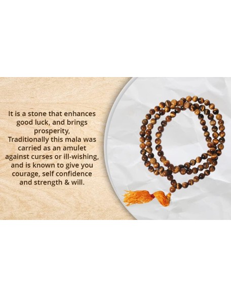 Tiger eye Stone mala/necklace of 8mm 108 +1 Beads for Unisex fashion and prayer Tiger eye Stone mala/necklace of 8mm 108 +1 Beads for Unisex fashion and prayer