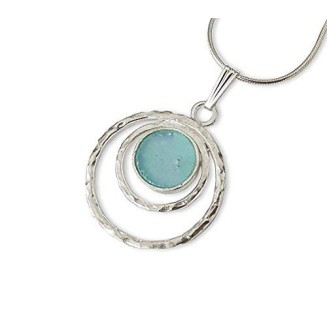 925 Sterling Silver Roman Glass Pendant Necklace 925 Sterling Silver Roman Glass Pendant Necklace