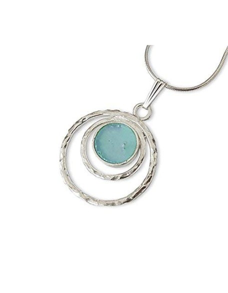 925 Sterling Silver Roman Glass Pendant Necklace 925 Sterling Silver Roman Glass Pendant Necklace