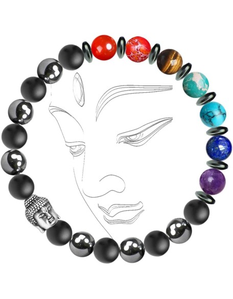 Buddha 7 Chakra Bracelet, Natural Crystals Stones Beaded Bracelet, Meditation Prayer Protection Jewelry Gift, Unisex Buddha 7 Chakra Bracelet, Natural Crystals Stones Beaded Bracelet, Meditation Prayer Protection Jewelry Gift, Unisex