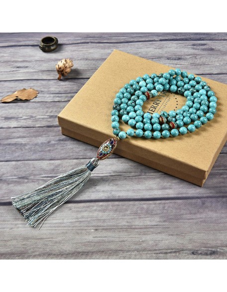 Cherry Tree Collection Mala Necklace | 108 Hand-Knotted 8mm Gemstone Round Beads, Tibetan Guru and Counter Beads, and Tassel | Meditation, Buddhist Prayer, Healing Cherry Tree Collection Mala Necklace | 108 Hand-Knotted 8mm Gemstone Round Beads, Tibetan Guru and Counter Beads, and Tassel | Meditation, Buddhist Prayer, Healing