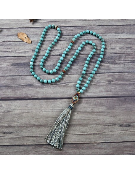 Cherry Tree Collection Mala Necklace | 108 Hand-Knotted 8mm Gemstone Round Beads, Tibetan Guru and Counter Beads, and Tassel | Meditation, Buddhist Prayer, Healing Cherry Tree Collection Mala Necklace | 108 Hand-Knotted 8mm Gemstone Round Beads, Tibetan Guru and Counter Beads, and Tassel | Meditation, Buddhist Prayer, Healing
