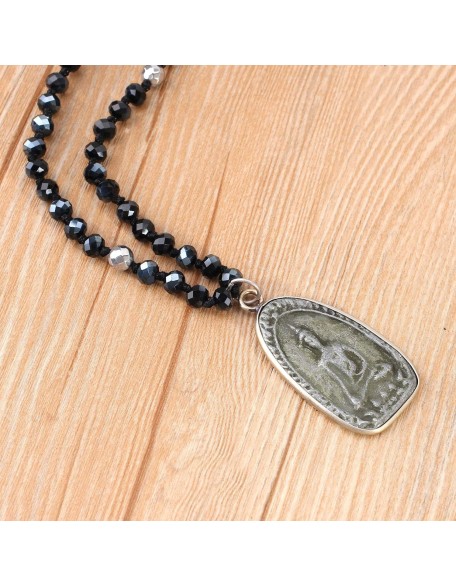 Buddha Pendant Necklaces Natural Stone Beaded Necklaces Handmade Long Chain Strands Necklaces Jewelry for Women (Brown C) Buddha Pendant Necklaces Natural Stone Beaded Necklaces Handmade Long Chain Strands Necklaces Jewelry for Women (Brown C)