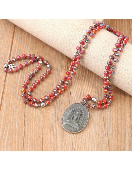 Buddha Pendant Necklaces Natural Stone Beaded Necklaces Handmade Long Chain Strands Necklaces Jewelry for Women Girls Buddha Pendant Necklaces Natural Stone Beaded Necklaces Handmade Long Chain Strands Necklaces Jewelry for Women Girls