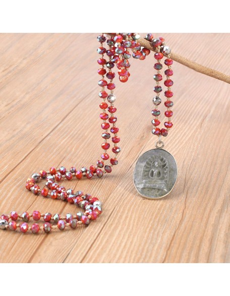 Buddha Pendant Necklaces Natural Stone Beaded Necklaces Handmade Long Chain Strands Necklaces Jewelry for Women Girls Buddha Pendant Necklaces Natural Stone Beaded Necklaces Handmade Long Chain Strands Necklaces Jewelry for Women Girls