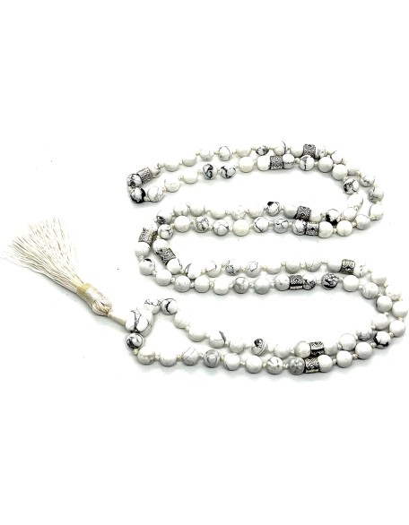Certified Hand-Knotted Howlite Mala Beads Necklace | Gemini Birthstone | Crown Chakra Certified Hand-Knotted Howlite Mala Beads Necklace | Gemini Birthstone | Crown Chakra