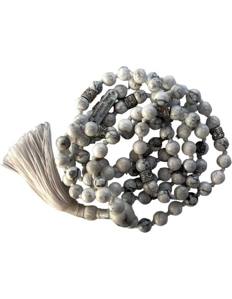 Certified Hand-Knotted Howlite Mala Beads Necklace | Gemini Birthstone | Crown Chakra Certified Hand-Knotted Howlite Mala Beads Necklace | Gemini Birthstone | Crown Chakra