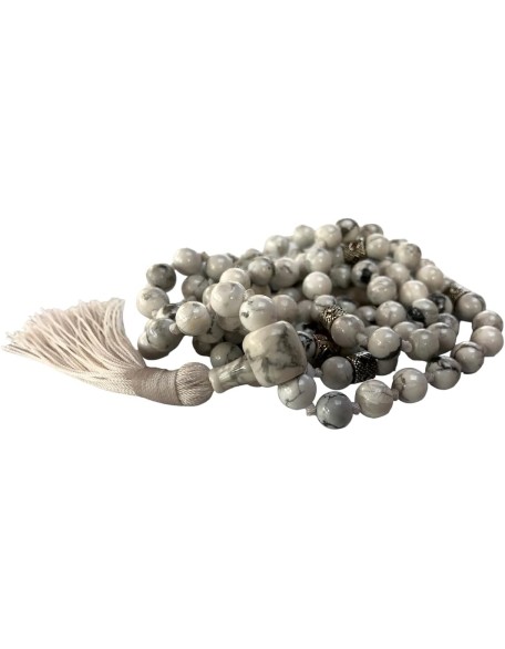 Certified Hand-Knotted Howlite Mala Beads Necklace | Gemini Birthstone | Crown Chakra Certified Hand-Knotted Howlite Mala Beads Necklace | Gemini Birthstone | Crown Chakra