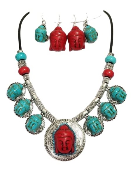 Carved Turquoise Gemstone 7 Buddha Pendants Necklace 2 X Earrings Bracelet One of a Kind Carved Turquoise Gemstone 7 Buddha Pendants Necklace 2 X Earrings Bracelet One of a Kind