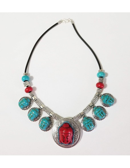 Carved Turquoise Gemstone 7 Buddha Pendants Necklace 2 X Earrings Bracelet One of a Kind Carved Turquoise Gemstone 7 Buddha Pendants Necklace 2 X Earrings Bracelet One of a Kind