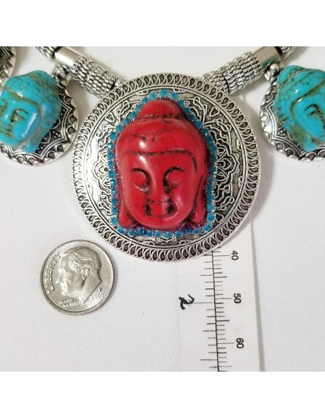 Carved Turquoise Gemstone 7 Buddha Pendants Necklace 2 X Earrings Bracelet One of a Kind Carved Turquoise Gemstone 7 Buddha Pendants Necklace 2 X Earrings Bracelet One of a Kind