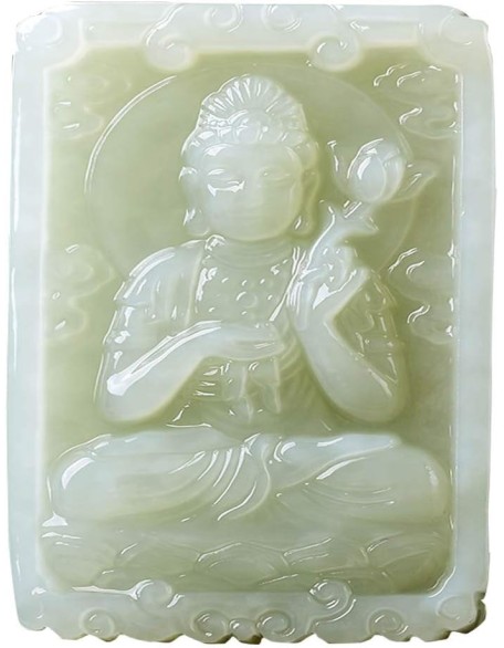 Story Untold Nephrite Jade Square Female Buddha Pendant Necklace Goddess of Compassion and Mercy GOOD FORTUNE Buddhist Jewelry Story Untold Nephrite Jade Square Female Buddha Pendant Necklace Goddess of Compassion and Mercy GOOD FORTUNE Buddhist Jewelry