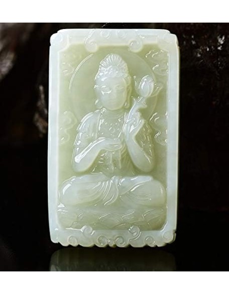 Story Untold Nephrite Jade Square Female Buddha Pendant Necklace Goddess of Compassion and Mercy GOOD FORTUNE Buddhist Jewelry Story Untold Nephrite Jade Square Female Buddha Pendant Necklace Goddess of Compassion and Mercy GOOD FORTUNE Buddhist Jewelry