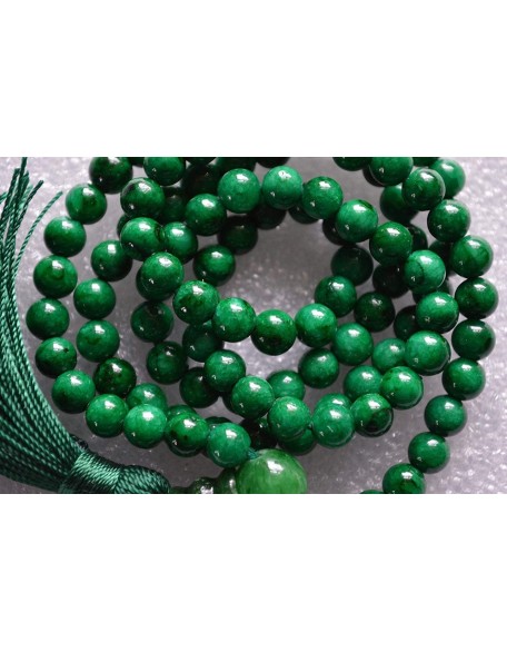 Gemstone Mala Beads Necklace Bead Sizes 6,8,10mm Mala Bracelet, Buddha Necklace, Blessed & Energized Handmade 108+1 Prayer Beads, Comes w/Velvet Pouch (Green Jade, 8 mm)