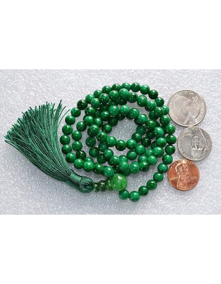 Gemstone Mala Beads Necklace Bead Sizes 6,8,10mm Mala Bracelet, Buddha Necklace, Blessed & Energized Handmade 108+1 Prayer Beads, Comes w/Velvet Pouch (Green Jade, 6 mm) Gemstone Mala Beads Necklace Bead Sizes 6,8,10mm Mala Bracelet, Buddha Necklace, Blessed & Energized Handmade 108+1 Prayer Beads, Comes w/Velvet Pouch (Green Jade, 6 mm)