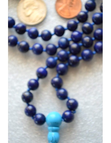 Hand Knotted Lapis Lazuli Mala Necklace - 6mm Bead Size - Birthstone Sagittarius Sun Sign - Astrological Sign Pisces - Third Eye Chakra Hand Knotted Lapis Lazuli Mala Necklace - 6mm Bead Size - Birthstone Sagittarius Sun Sign - Astrological Sign Pisces - Third Eye Chakra