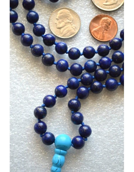 Hand Knotted Lapis Lazuli Mala Necklace - 6mm Bead Size - Birthstone Sagittarius Sun Sign - Astrological Sign Pisces - Third Eye Chakra Hand Knotted Lapis Lazuli Mala Necklace - 6mm Bead Size - Birthstone Sagittarius Sun Sign - Astrological Sign Pisces - Third Eye Chakra