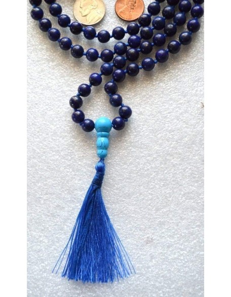 Hand Knotted Lapis Lazuli Mala Necklace - 6mm Bead Size - Birthstone Sagittarius Sun Sign - Astrological Sign Pisces - Third Eye Chakra Hand Knotted Lapis Lazuli Mala Necklace - 6mm Bead Size - Birthstone Sagittarius Sun Sign - Astrological Sign Pisces - Third Eye Chakra
