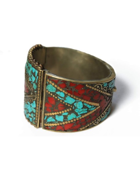 Chunky Stabilized Turquoise Mosaic Boho Bracelet For Women | Jewelry From Nepal Chunky Stabilized Turquoise Mosaic Boho Bracelet For Women | Jewelry From Nepal