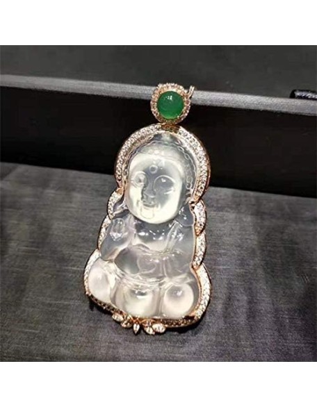 925 Silver Natural White Chalcedony Baby Buddha Pendant Necklace 925 Silver Natural White Chalcedony Baby Buddha Pendant Necklace