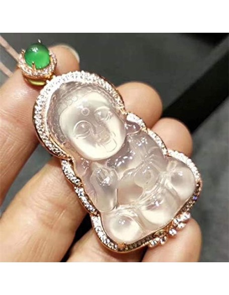 925 Silver Natural White Chalcedony Baby Buddha Pendant Necklace 925 Silver Natural White Chalcedony Baby Buddha Pendant Necklace