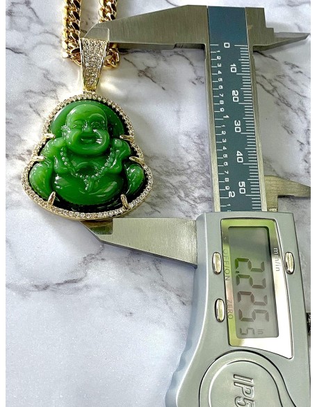 Iced Laughing Buddha Green Jade Pendant Necklace Miami Cuban Link 6mm Chain Genuine Certified Grade A Jadeite Jade Hand Crafted, Jade Neckalce, 14k Gold Filled Laughing Jade Buddha Necklace Iced Laughing Buddha Green Jade Pendant Necklace Miami Cuban Link 6mm Chain Genuine Certified Grade A Jadeite Jade Hand Crafted, Jade Neckalce, 14k Gold Filled Laughing Jade Buddha Necklace