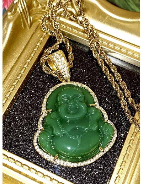 Iced Laughing Buddha Green Jade Pendant Necklace Rope Chain Genuine Certified Grade A Jadeite Jade Hand Crafted, Jade Neckalce, 14k Gold Filled Laughing Jade Buddha Necklace, Jade Medallion Iced Laughing Buddha Green Jade Pendant Necklace Rope Chain Genuine Certified Grade A Jadeite Jade Hand Crafted, Jade Neckalce, 14k Gold Filled Laughing Jade Buddha Necklace, Jade Medallion