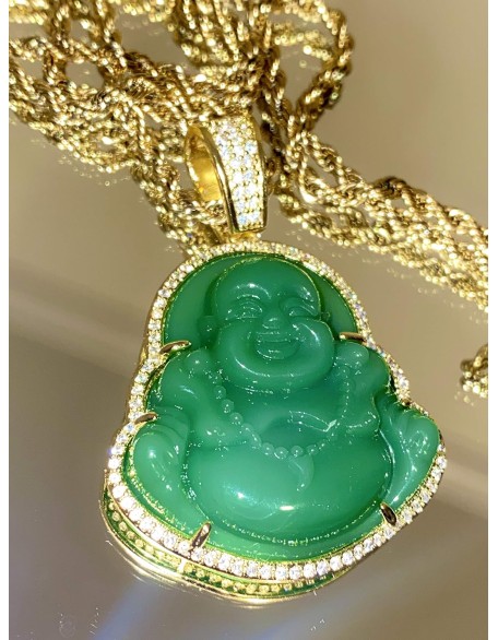 Iced Laughing Buddha Green Jade Pendant Necklace Rope Chain Genuine Certified Grade A Jadeite Jade Hand Crafted, Jade Neckalce, 14k Gold Filled Laughing Jade Buddha Necklace, Jade Medallion Iced Laughing Buddha Green Jade Pendant Necklace Rope Chain Genuine Certified Grade A Jadeite Jade Hand Crafted, Jade Neckalce, 14k Gold Filled Laughing Jade Buddha Necklace, Jade Medallion