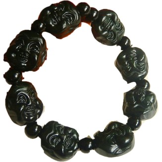 Natural Live Magnetic Health Dark Green Jade Bracelet Black Green Jade Luohan Buddha Beads Jade Bracelet Men and Women Models Laughing Buddha Jade Chain