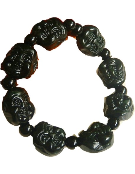 Natural Live Magnetic Health Dark Green Jade Bracelet Black Green Jade Luohan Buddha Beads Jade Bracelet Men and Women Models Laughing Buddha Jade Chain Natural Live Magnetic Health Dark Green Jade Bracelet Black Green Jade Luohan Buddha Beads Jade Bracelet Men and Women Models Laughing Buddha Jade Chain
